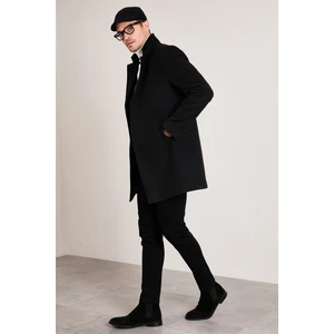 Slim Fit Pamuklu Düğmeli Kaşe Kaban Erkek Kaban 5840098