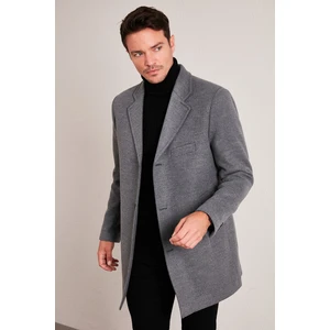 Slim Fit Pamuklu Düğmeli Kaşe Kaban Erkek Kaban 5840098