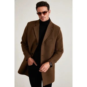 Slim Fit Pamuklu Düğmeli Kaşe Kaban Erkek Kaban 5840098
