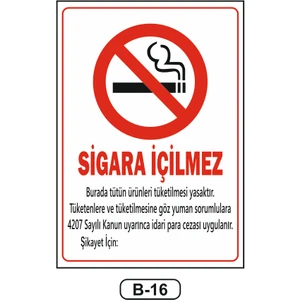 Sigara Içilmez Uyarı Ikaz Levhası 35 x 50  cm