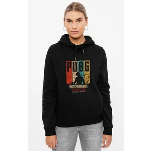 Pubg Battlegrounds Corporation Baskılı Siyah Kadın Örme Kapşonlu Sweashirt Uzun Kol