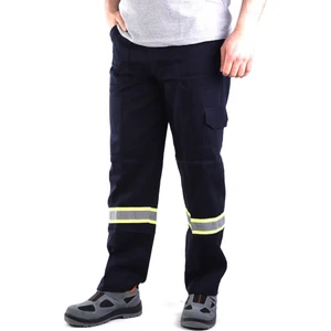 16-12 Gabardin Komando Cepli Iş Pantolonu Sarı Reflektörlü - Yazlık- Lacivert