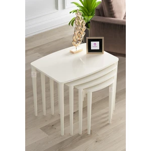 Concept Anka Serisi Mdf 1.sınıf  4lü Zigon Sehpa Takımı Krem