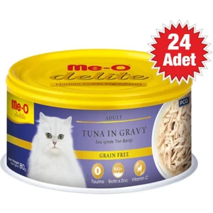 Me-O Delite Tahılsız Ton Balıklı Jöleli Yetişkin Kedi Konservesi 80 gr - 24 Adet