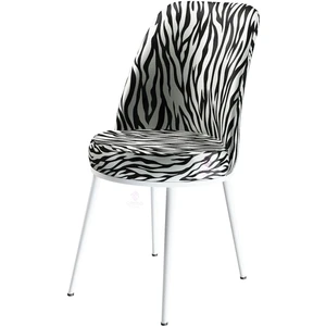 Concept Dexa Serisi Üst Kalite 1.sınıf Zebra Desen Metal, Beyaz Ayaklı Sandalye