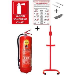 6kg Tüpaş Yangın Tüpü,yangın Tüpü Kullanım Talimatı, Yangın Tüpü Levhası, Askı Aparatı, Dübel Vida ve C Tipi Sehpa 6lı Set