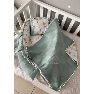 Jaju Baby Pike Kumaş ve Poplin Kumaş Ceylan Tasarım Ponponlu 3'lü Babynest Set