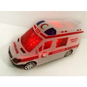 3D Işıklı Sesli Sirenli Pilli Oyuncak Ambulans Araba 112 Acil Kurtarma