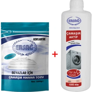 Beyaz Çamaşır Yıkama Tozu 1000 gr + Çamaşır Aktif 1000 ml