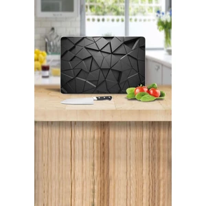 20x30cm - Siyah Üçgenler Desenli - Cam Kesme Tahtası