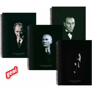 Keskin Color Atatürk 14X20 80 Yaprak Çizgili Spiralli Sert Kapak Defter