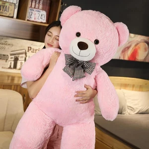Papyonlu Sevimli Peluş Ayı 130 cm Pembe Ayıcık