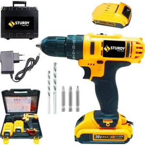 Power Tools 36 Volt 5.0 Amper Very  Çift Akülü 5 Parça Uç Setli Şarjlı Vidalama Matkap