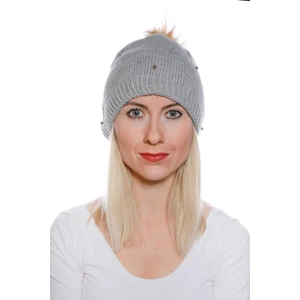 Lüx Ponponlu Bayan Taşlı Bere Açık Gri