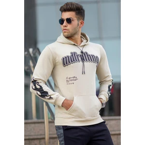 Bej Baskılı Erkek Sweatshirt 5312