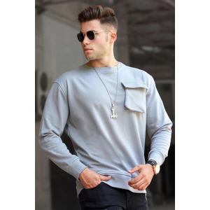 Boyalı Gri Bisiklet Yaka Sweatshirt 5320