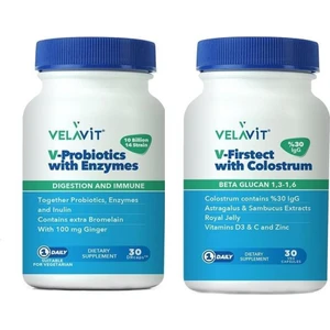 V-Probiotics Enzymes Takviye Edici Gıda 30 Kapsül+Velavit V-Firstect With Colostrum 30 Tablet