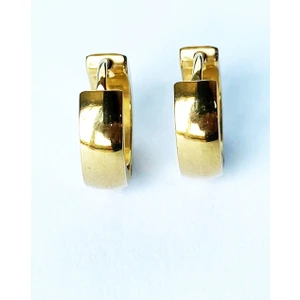 Altın Sarı Renk Bombeli Halka 316L Çelik Küpe Unisex - Çift