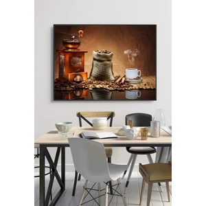 50 x 60 cm Kahve Değirmeni Desenli Cam Tablo 4 mm Temperli Camdır