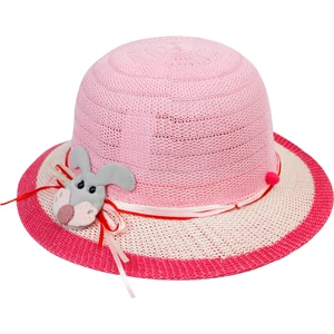 Kız Çocuk Hasır Şapka 6-12 Yaş Pembe