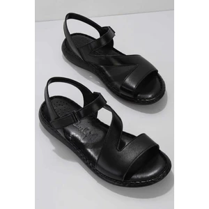 Siyah Deri Kadın Sandalet K05907021603