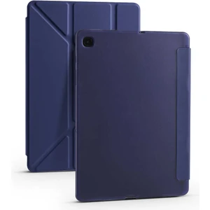 Case 4U Samsung Galaxy Tab A7 10.4 T500 2020 Kılıf Kalem Bölmeli Tri Folding Smart Standlı Pu Deri Arkası Yumuşak Silikon 360 Tam Koruma Lacivert