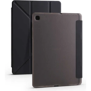 Case 4U Samsung Galaxy Tab S6 Lite P610 Kılıf Kalem Bölmeli Tri Folding Smart Standlı Pu Deri Arkası Yumuşak Silikon 360 Tam Koruma Siyah