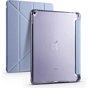 Case 4U Apple iPad Pro 10.5 (7.Nesil) Kılıf Kalem Bölmeli Tri Folding Smart Standlı Pu Deri Arkası Yumuşak Silikon 360 Tam Koruma Mavi