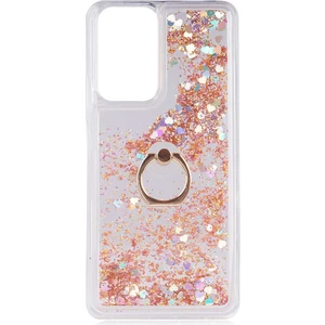 Case 4U Redmi Note 10 Pro Kılıf Yüzüklü Stand Olabilen Hareket Eden Sim ve Pullu Tasarım Milce Kapak Altın