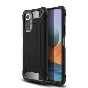 Case 4U Xiaomi Redmi Note 10 Pro Kılıf Çift Katmanlı Zırh Koruma Tank Arka Kapak Siyah