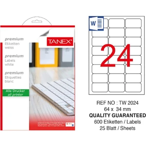 TW-2024 Laser Etiket 64 x 34 mm 25'li