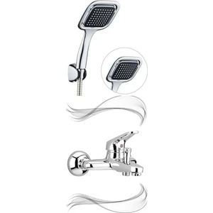 Aç Kapa Mix Banyo Bataryası + Duş Başlığı Mafsallı Duş Başlığı + Örgülü Spiral Duş Hortumlu Duş Seti