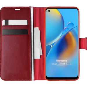 Oppo A74 4g Kılıf Delux Leather Wallet Kırmızı