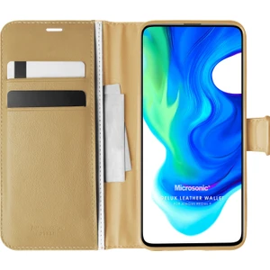 Xiaomi Redmi 9 Kılıf Delux Leather Wallet Gold
