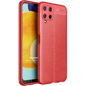Samsung Galaxy A22 4g Kılıf Deri Dokulu Silikon Kırmızı