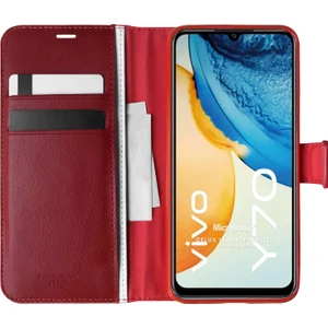 Vivo Y70 Kılıf Delux Leather Wallet Kırmızı