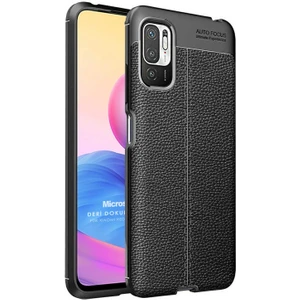 Xiaomi Redmi Note 10 5g Kılıf Deri Dokulu Silikon Siyah