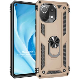 Xiaomi Mi 11 Lite Kılıf Military Ring Holder Gold