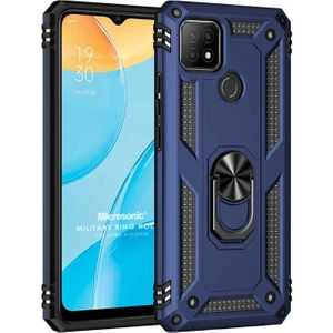 Oppo A15S Kılıf Military Ring Holder Lacivert