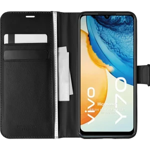 Vivo Y70 Kılıf Delux Leather Wallet Siyah