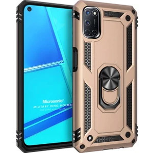 Oppo A72 Kılıf Military Ring Holder Gold
