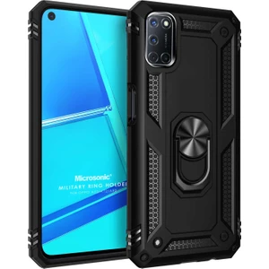 Oppo A52 Kılıf Military Ring Holder Siyah