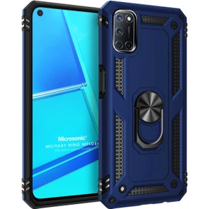 Oppo A52 Kılıf Military Ring Holder Lacivert