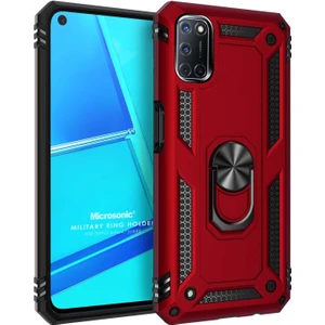 Oppo A52 Kılıf Military Ring Holder Kırmızı
