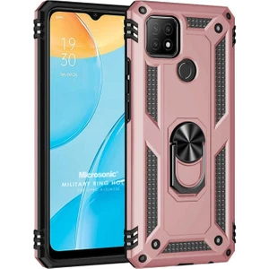 Oppo A15S Kılıf Military Ring Holder Rose Gold