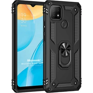 Oppo A15 Kılıf Military Ring Holder Siyah