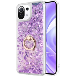 Xiaomi Mi 11 Lite Kılıf Glitter Liquid Holder Mor