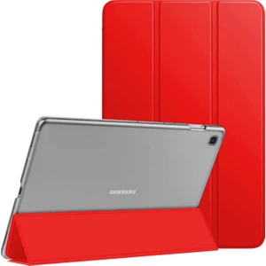 Samsung Galaxy Tab A7 Lite T225 Kılıf Slim Translucent Back Smart Cover Kırmızı