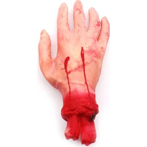 Halloween Cadılar Bayramı Kauçuk Kanlı Kesik El 5 Parmak