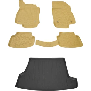 Skoda Superb Sedan 2003-07 Bej Havuzlu Paspas + Bagaj Set Bizymo